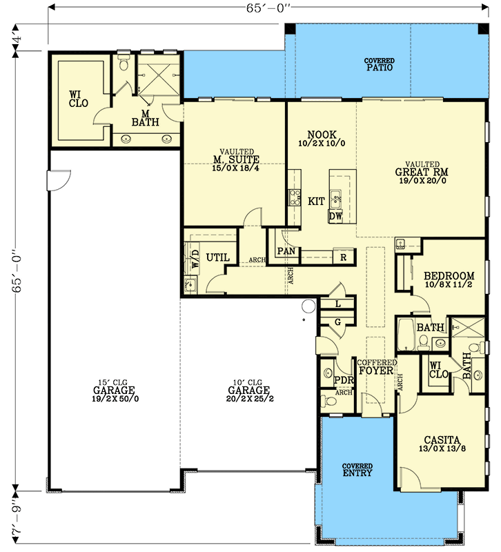 Plan 28150J: 3-Bed Modern House Plan with Oversized RV Garage - 2229 Sq Ft - Floor Plan - Main Level - Mid Century Modern, Modern, Northwest, Ranch