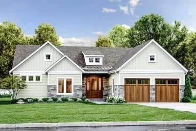Craftsman Home Plan with One-Level Living and 3 Bedrooms - 1885 Sq Ft