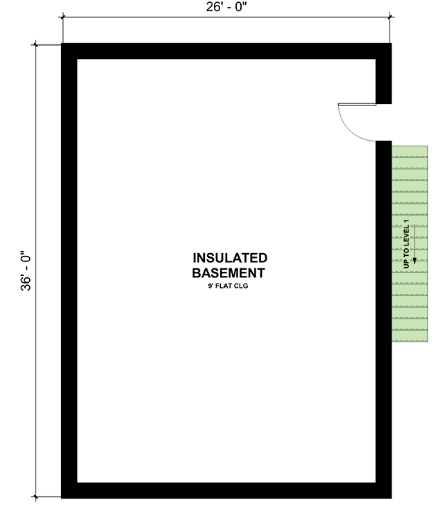 Plan 420124WNT: 1 or 2-Bed Modern Farmhouse ADU Cottage with Loft and Open Living Space - Floor Plan - Unfinished Basement - Cottage, Country, Farmhouse, Modern Farmhouse, Traditional