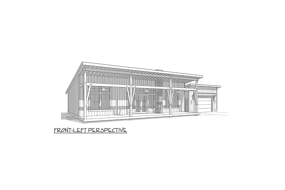 Plan 270085AF: 3-Bed Rustic Mid-Century Modern Cottage with 2-Car Garage - 1642 Sq Ft - Image #7 - Cottage, Mid Century Modern, Modern, Mountain, Vacation