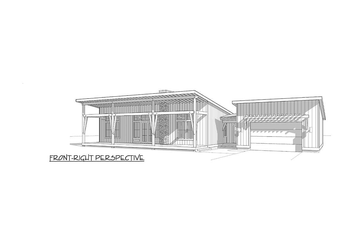 Plan 270085AF: 3-Bed Rustic Mid-Century Modern Cottage with 2-Car Garage - 1642 Sq Ft - Image #8 - Cottage, Mid Century Modern, Modern, Mountain, Vacation