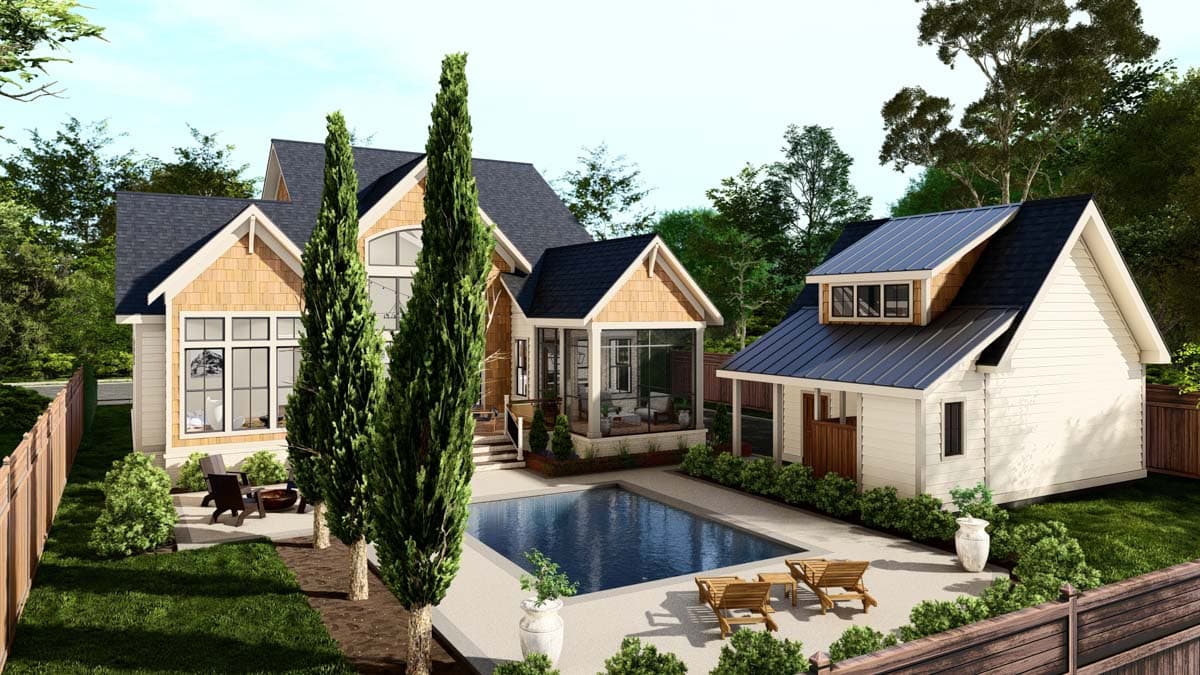 Plan 25435TF: Coastal Cottage with Study and Two-Story Living Room - 2872 Sq Ft - Image #8 - Coastal, Cottage