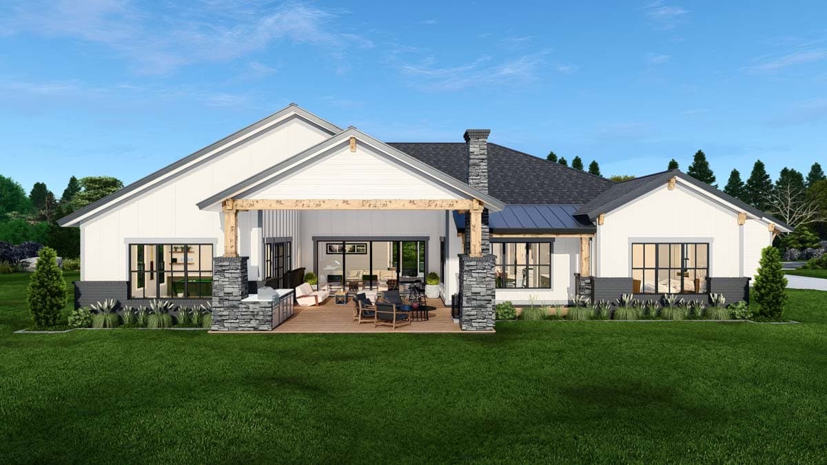 Plan 25436TF: Contemporary Craftsman with 4 Beds and Large Outdoor Living Room - 4105 Sq Ft - Image #7 - Contemporary, Craftsman, New American