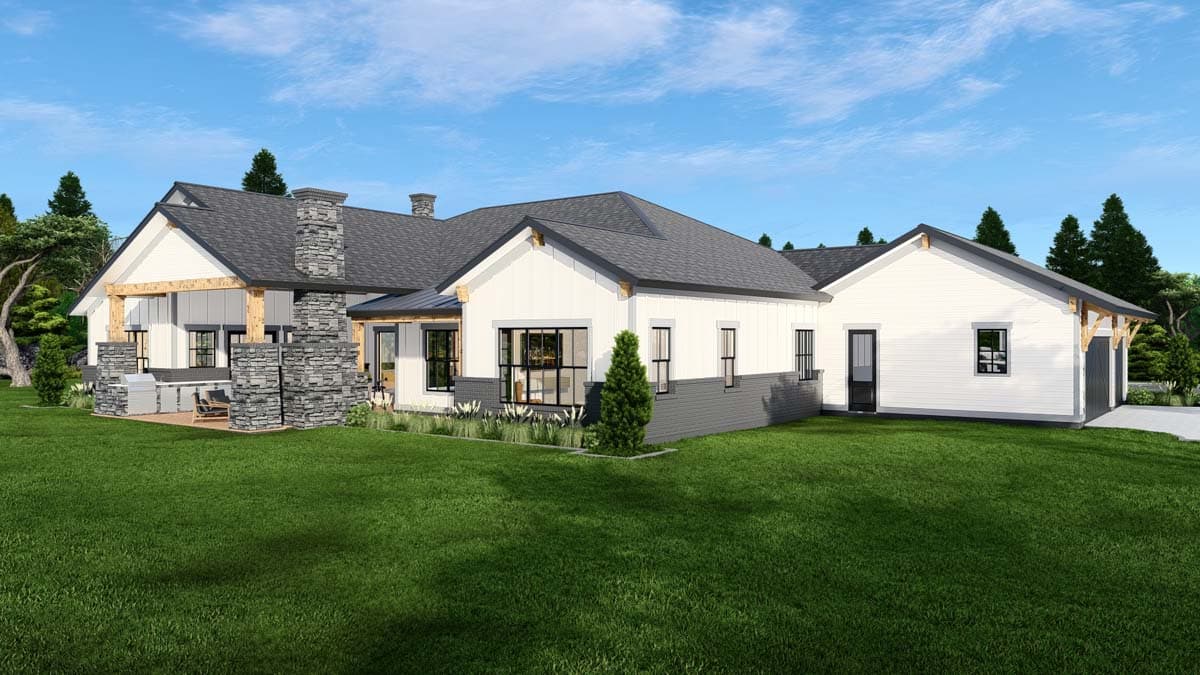 Plan 25436TF: Contemporary Craftsman with 4 Beds and Large Outdoor Living Room - 4105 Sq Ft - Image #8 - Contemporary, Craftsman, New American