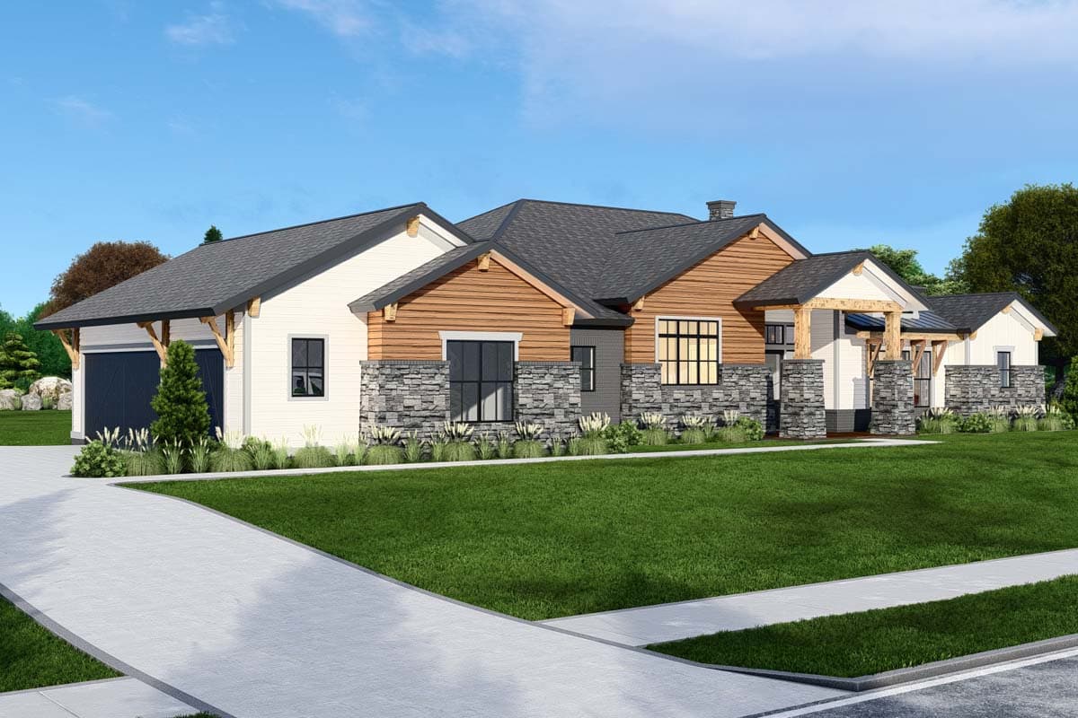 Plan 25436TF: Contemporary Craftsman with 4 Beds and Large Outdoor Living Room - 4105 Sq Ft - Image #11 - Contemporary, Craftsman, New American