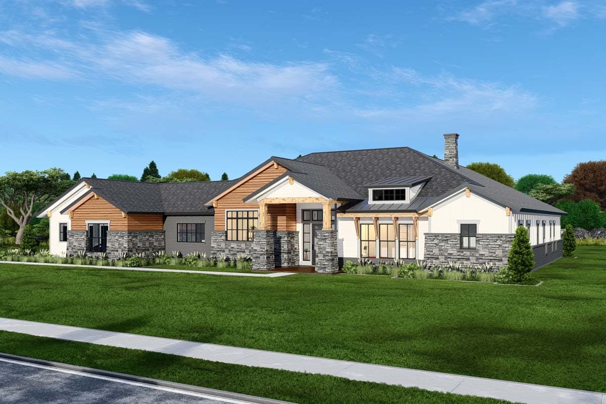 Plan 25436TF: Contemporary Craftsman with 4 Beds and Large Outdoor Living Room - 4105 Sq Ft - Image #13 - Contemporary, Craftsman, New American