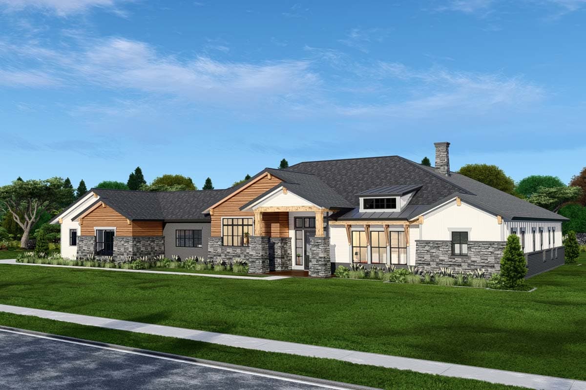 Plan 25436TF: Contemporary Craftsman with 4 Beds and Large Outdoor Living Room - 4105 Sq Ft - Image #14 - Contemporary, Craftsman, New American