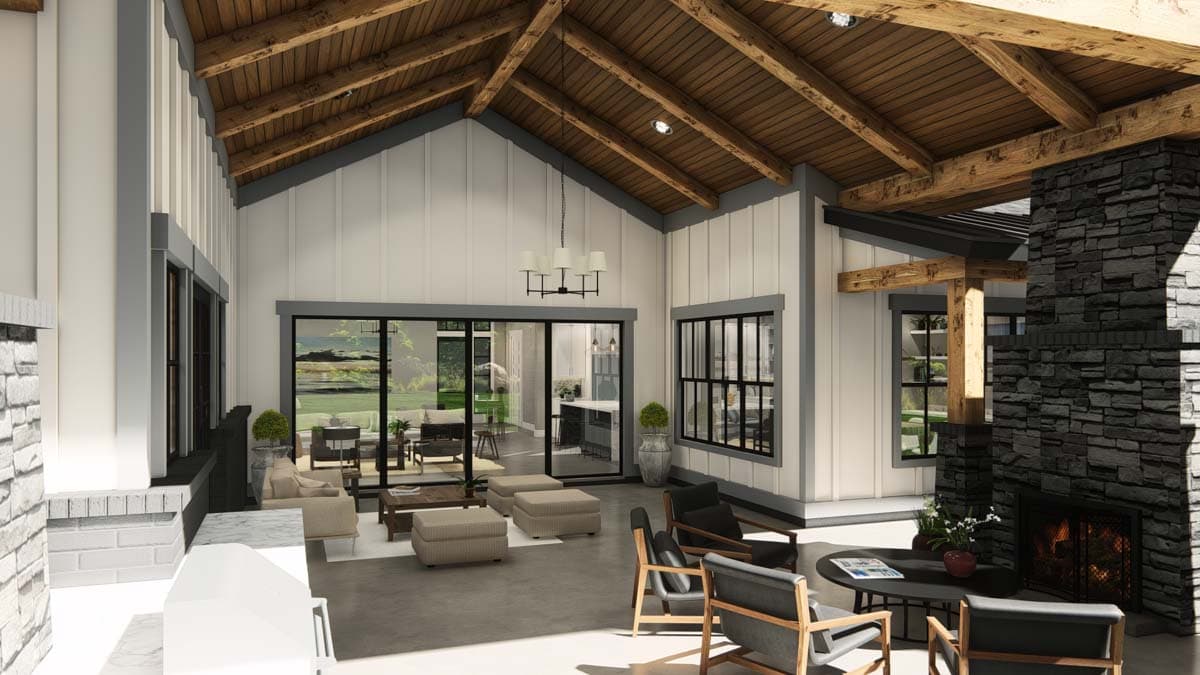 Plan 25436TF: Contemporary Craftsman with 4 Beds and Large Outdoor Living Room - 4105 Sq Ft - Image #42 - Contemporary, Craftsman, New American
