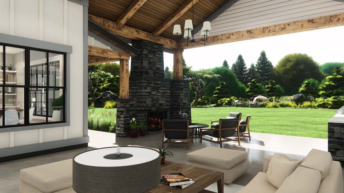 Plan 25436TF: Contemporary Craftsman with 4 Beds and Large Outdoor Living Room - 4105 Sq Ft - Image #45 - Contemporary, Craftsman, New American