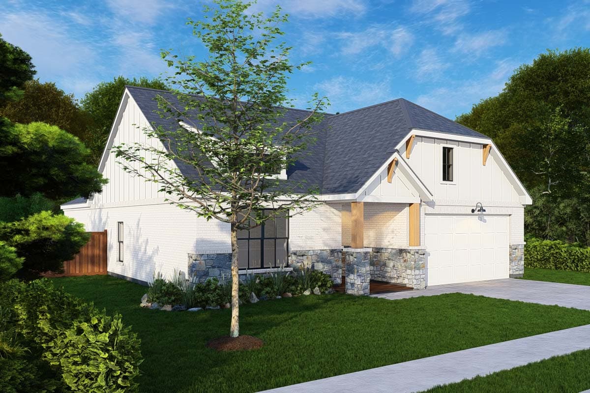 Plan 25437TF: Efficient Narrow Lot House Plan with Island Kitchen - 2096 Sq Ft - Image #10 - Modern Farmhouse, New American
