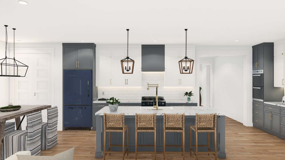 Plan 25437TF: Efficient Narrow Lot House Plan with Island Kitchen - 2096 Sq Ft - Image #17 - Modern Farmhouse, New American