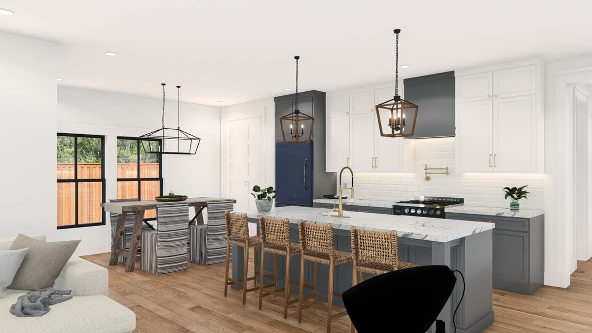 Plan 25437TF: Efficient Narrow Lot House Plan with Island Kitchen - 2096 Sq Ft - Image #18 - Modern Farmhouse, New American