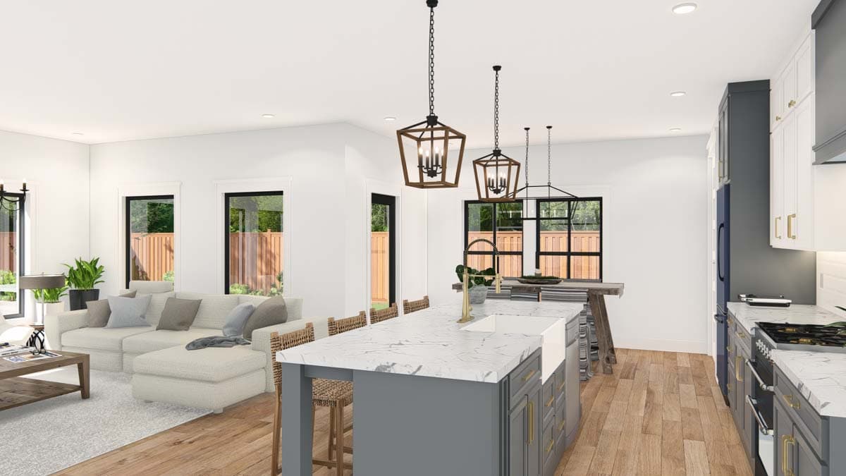 Plan 25437TF: Efficient Narrow Lot House Plan with Island Kitchen - 2096 Sq Ft - Image #19 - Modern Farmhouse, New American