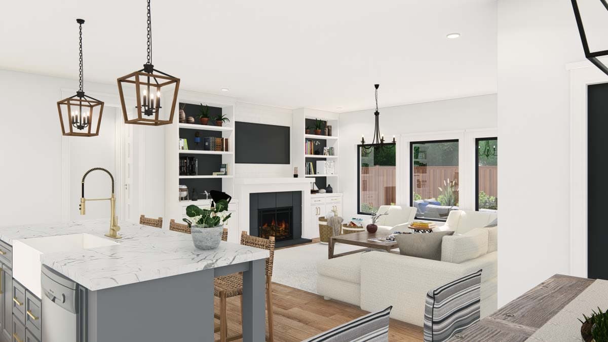 Plan 25437TF: Efficient Narrow Lot House Plan with Island Kitchen - 2096 Sq Ft - Image #20 - Modern Farmhouse, New American