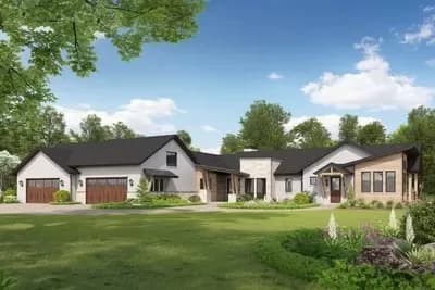 Contemporary Hill Country House Plan with 4-Car Garage - 3444 Sq Ft