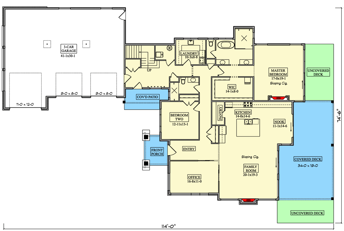 Plan 95237RW: Modern House Plan with RV Garage with Apartment Above - 3619 Sq Ft - Floor Plan - Main Level - Contemporary, Mid Century Modern, Modern
