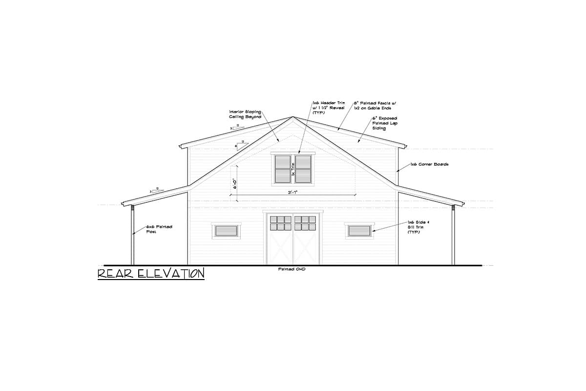 Plan 95242RW: Drive-Through Barn with 4 Stalls and 2 Bed Apartment Above - 1026 Sq Ft - Image #4 - Country, Rustic