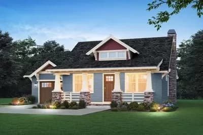 2-Bed Bungalow with 1-Car Garage - 1124 Sq Ft