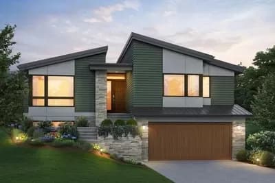 Modern Split Level House Plan with 3 Bedrooms - 2058 Sq Ft