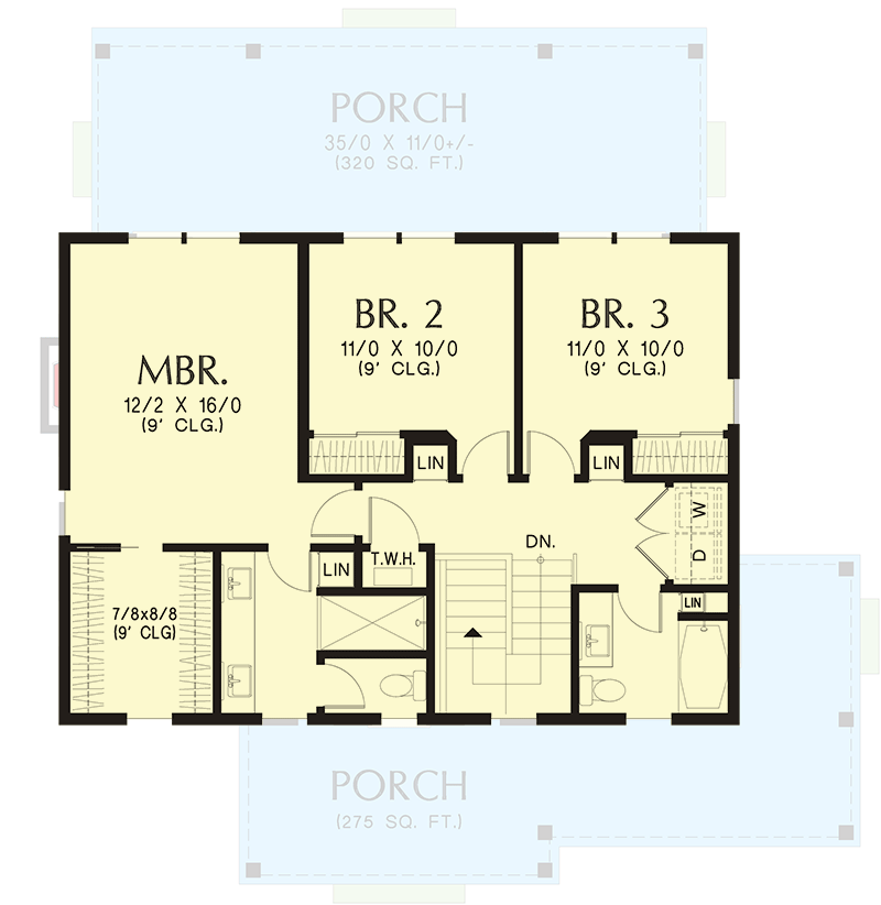 Plan 69838AM: Traditional 3-Bed House Plan with Several Options - 1807 Sq Ft - Floor Plan - 2nd Floor - Colonial, Country, Farmhouse, Traditional