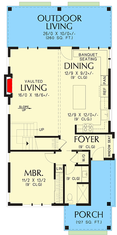 Plan 69840AM: 3-Bed Country Cottage with Master On Main - 1598 Sq Ft - Floor Plan - Main Level - Cottage, Country, Traditional