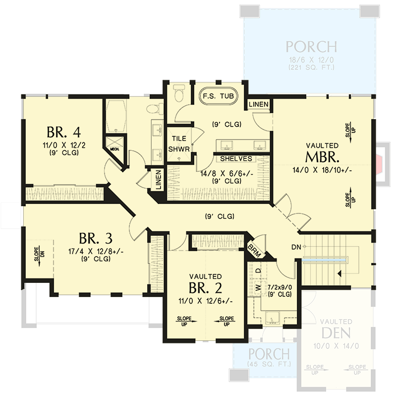 Plan 69841AM: 4 Bed New American House Plan with Upstairs Laundry - 2721 Sq Ft - Floor Plan - 2nd Floor - Craftsman, Modern Farmhouse, New American, Scandinavian