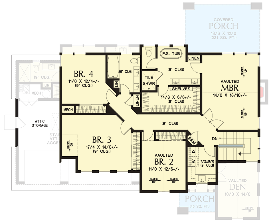 Plan 69842AM: Transitional House Plan with 5 Beds Including Main Floor Guest Suite - 3027 Sq Ft - Floor Plan - 2nd Floor - Contemporary, New American, Scandinavian, Transitional