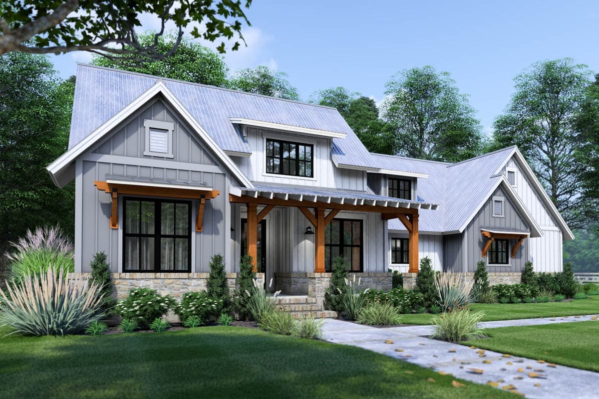 Plan 16929WG: 3-Bed Modern Farmhouse Plan with Bonus Room  - Image #8 - Cottage, Country, Farmhouse, Modern Farmhouse, New American
