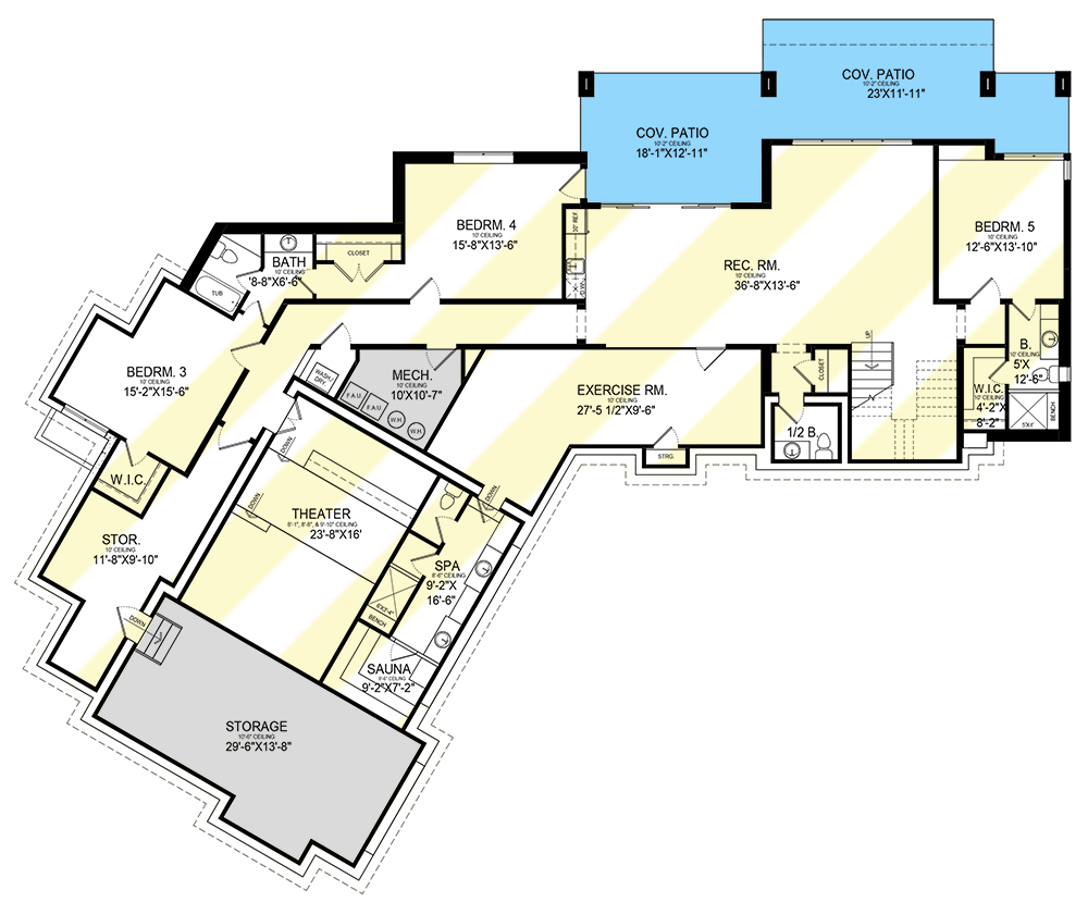 Plan 290165IY: Modern House Plan with Angled 3-Car Garage and Expansion Below - 2772 Sq Ft - Floor Plan - Optional Lower Level - Contemporary, Mid Century Modern, Modern