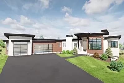 Modern House Plan with Angled 3-Car Garage and Expansion Below - 2772 Sq Ft