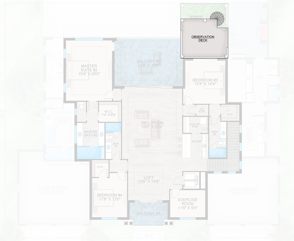 Plan 86136BW: Coastal Contemporary House Plan with 2 Master Suites - 5432 Sq Ft - Floor Plan - Deck - Coastal Contemporary, European, Florida-Style, Transitional
