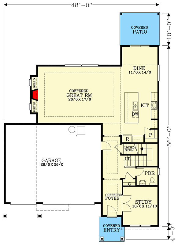 Plan 28154J: Two-Story House Plan with 4 Beds Plus and a 3-Car Garage - 3031 Sq Ft - Floor Plan - Main Level - Craftsman, Northwest