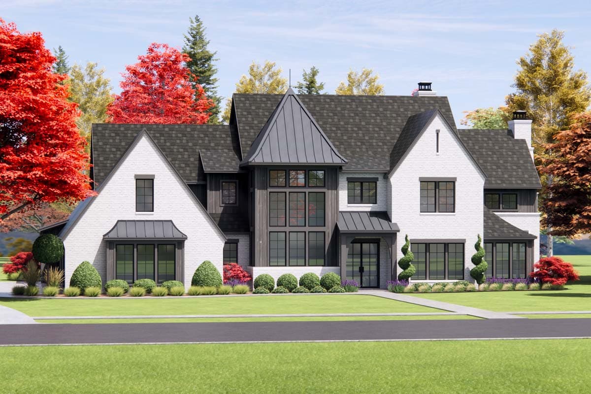Plan 818109JSS: Transitional House Plan with 4 Beds and a 4-Car Garage - 5,010 Sq Ft - Image #4 - European, Transitional, Tudor