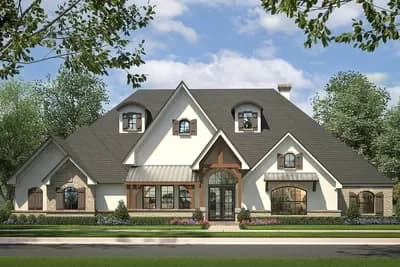 Hill Country House Plan with Outdoor Living Room with Fireplace - 3553 Sq Ft