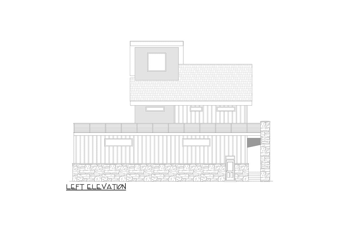 Plan 680238VR: Modern House Plan with RV Garage and Elevator and Wraparound Deck - 2087 Sq Ft - Image #4 - Contemporary, Mid Century Modern, Modern, Mountain