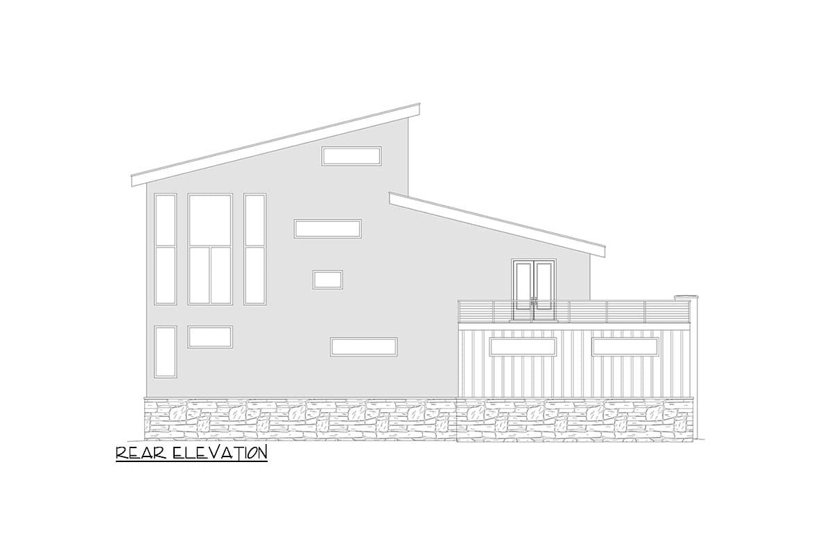 Plan 680238VR: Modern House Plan with RV Garage and Elevator and Wraparound Deck - 2087 Sq Ft - Image #5 - Contemporary, Mid Century Modern, Modern, Mountain