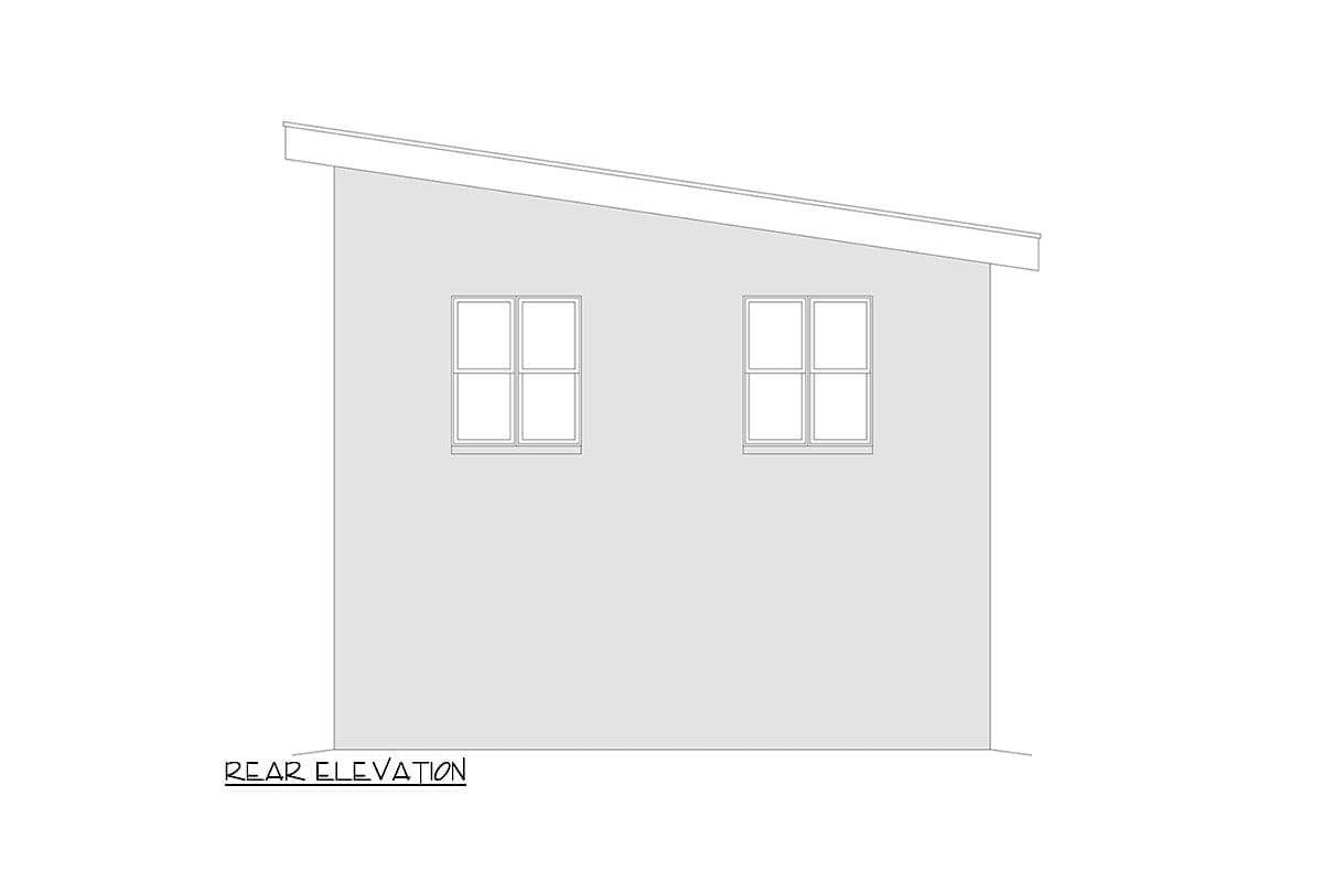 Plan 680240VR: Modern 2-Car Detached Garage with Open Living Den Above - 648 Sq Ft - Image #4 - Contemporary, Mid Century Modern, Modern
