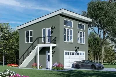 Modern 2-Car Detached Garage with Open Living Den Above - 648 Sq Ft