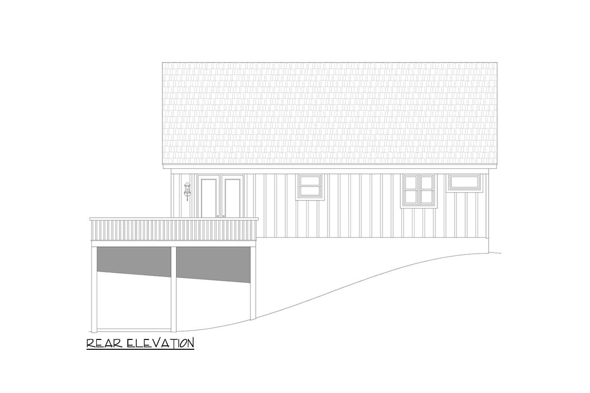 Plan 680242VR: Lake House Plan with Upstairs Vaulted Bunk Room - 1837 Sq Ft - Image #4 - Cabin, Country, Mountain