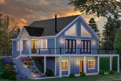 Lake House Plan with Upstairs Vaulted Bunk Room - 1837 Sq Ft