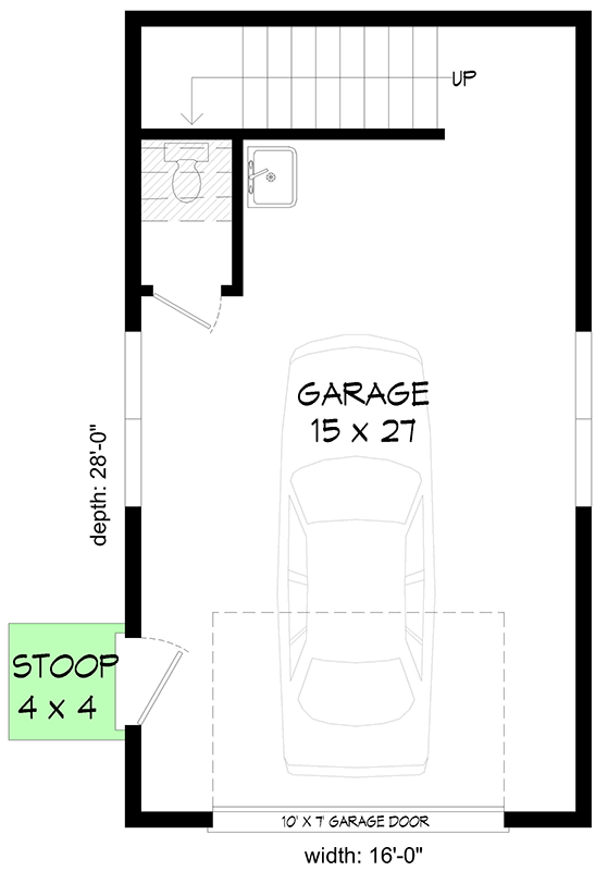 Plan 680243VR: Country Garage House Plan with Walk-Up Storage Above - 439 Sq Ft of Parking - Floor Plan - Main Level - Carriage, Country, Traditional