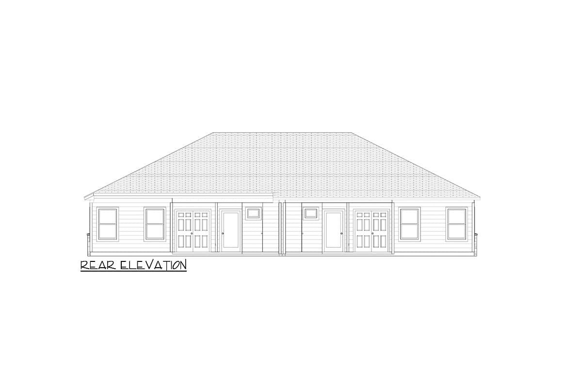 Plan 264030KMD: One-Story Duplex House Plan with 2 Bed 2 Bath Units - 1159 Sq Ft - Image #7 - European, Florida-Style, Southern, Southwest