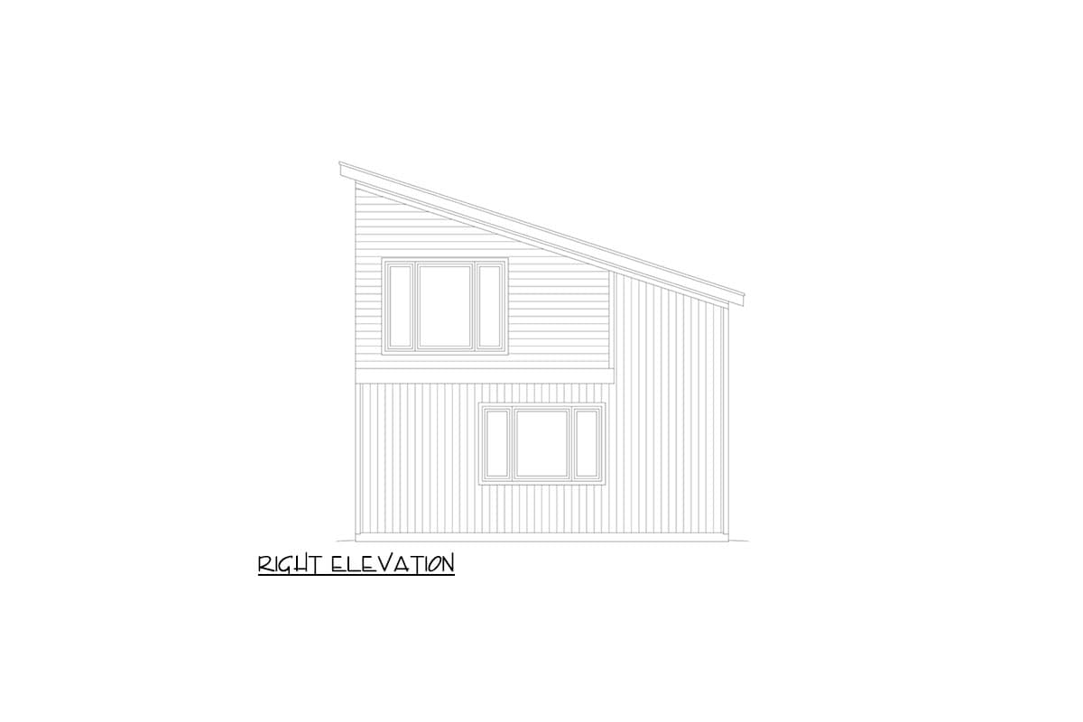 Plan 680244VR: 1200 Sq Ft 4-Car Garage with Workshop and 1200 Sq Ft Loft Above - Image #5 - Contemporary, Mid Century Modern, Modern