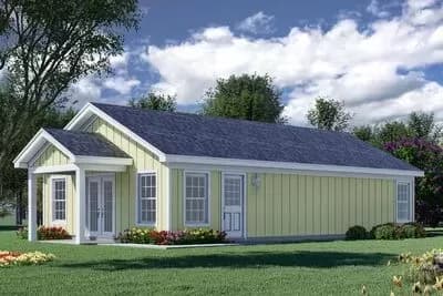 2-Bedroom Cottage House Plan with Vaulted Interior - 987 Sq Ft