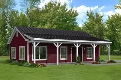 Traditional Country Home Plan with Broad Front Porch - 950 Sq Ft