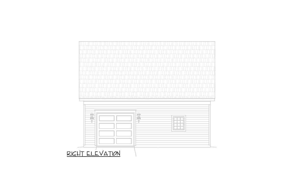 Plan 680247VR: One-Car Garage with Workshop, Storage and Loft - 900 Sq Ft - Image #4 - Traditional