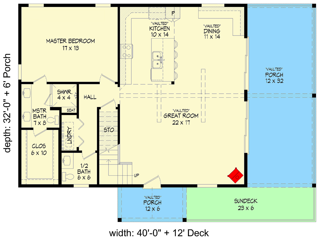 Plan 680249VR: 3-Bed Cabin House Plan with Vaulted Great Room - 1900 Sq Ft - Floor Plan - Main Level - Country, Log Cabin, Mountain, Rustic