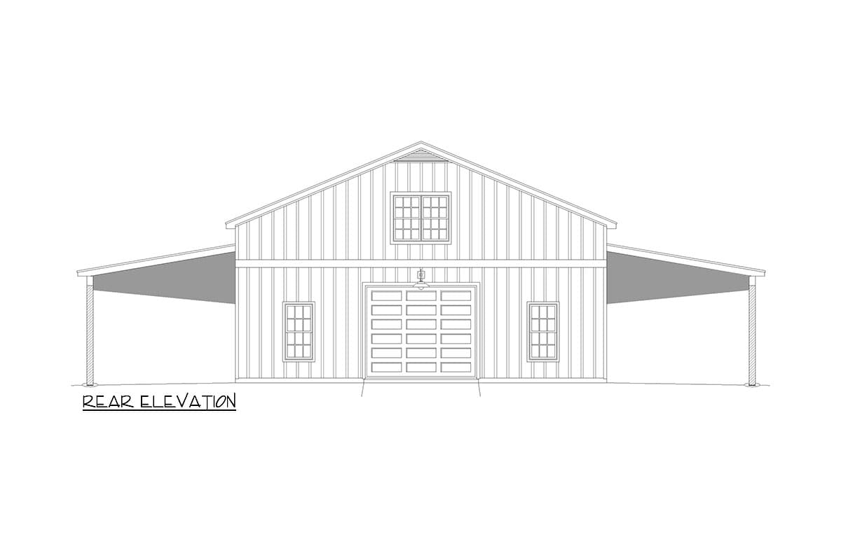 Plan 680250VR: Country-Style 2000 Square Foot RV Garage with 1271 Square Foot Loft Above - Image #4 - Country, Farmhouse