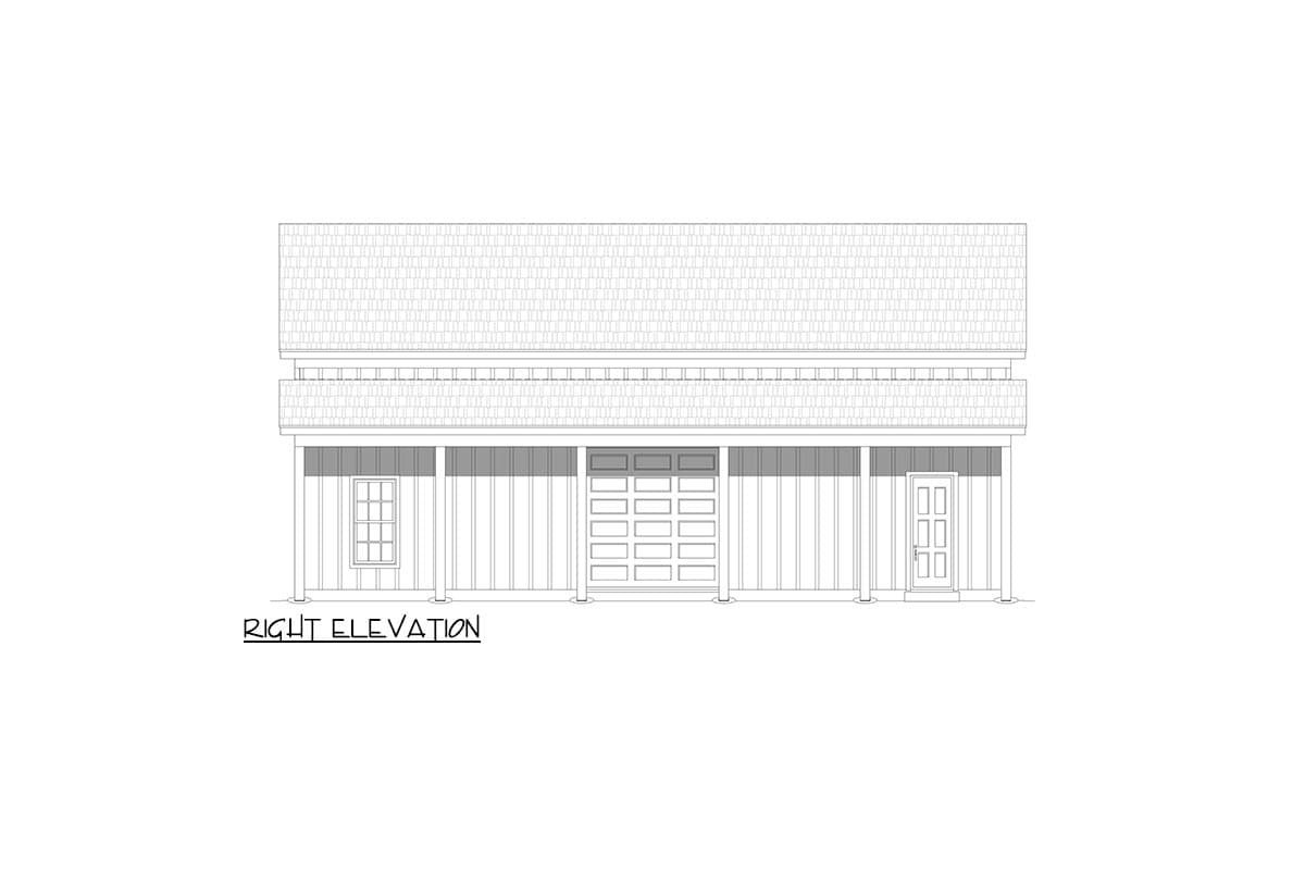 Plan 680250VR: Country-Style 2000 Square Foot RV Garage with 1271 Square Foot Loft Above - Image #5 - Country, Farmhouse