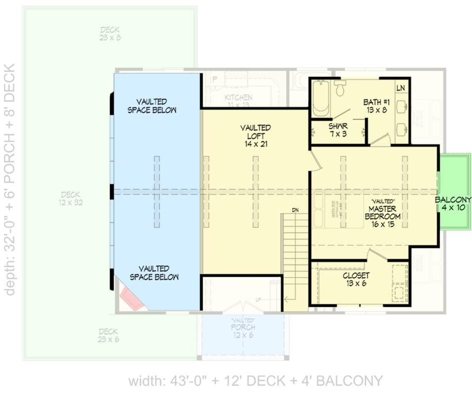 Plan 680254VR: Lake House Plan with 2nd Floor Master and a Drive Under Garage - 2165 Sq Ft - Floor Plan - 2nd Floor - Country, Craftsman, Mountain, Ranch, Rustic